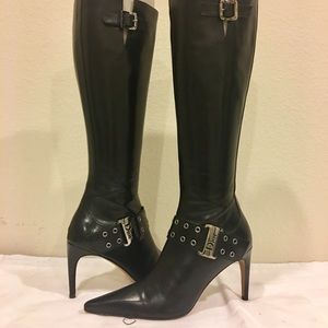 Christian DIOR Buckle Tall BOOTS Size 36.5